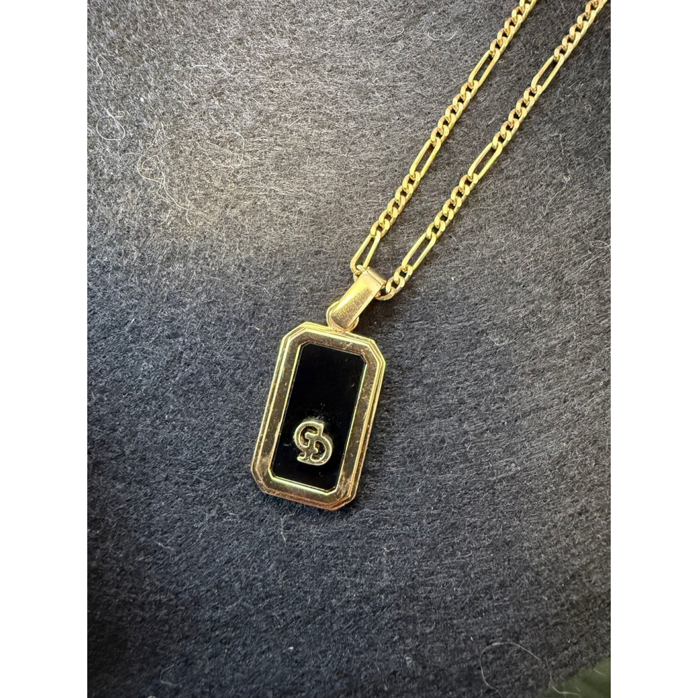 Christian Dior Black Enamel Dog Tag Necklace 1990s - Picture 4 of 16